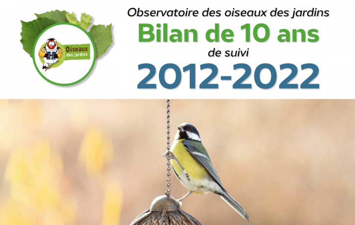 couverture du bilan de 10 ans de suivi de l'observatoire des oiseaux des jardins